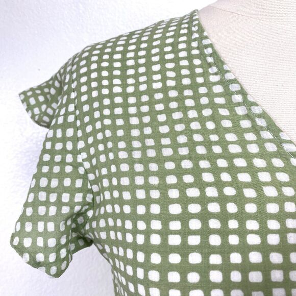 Indigo Soul Woman Green Gingham Dress Small Cotten Rayon Baby Doll Layers Summer - Picture 3 of 10